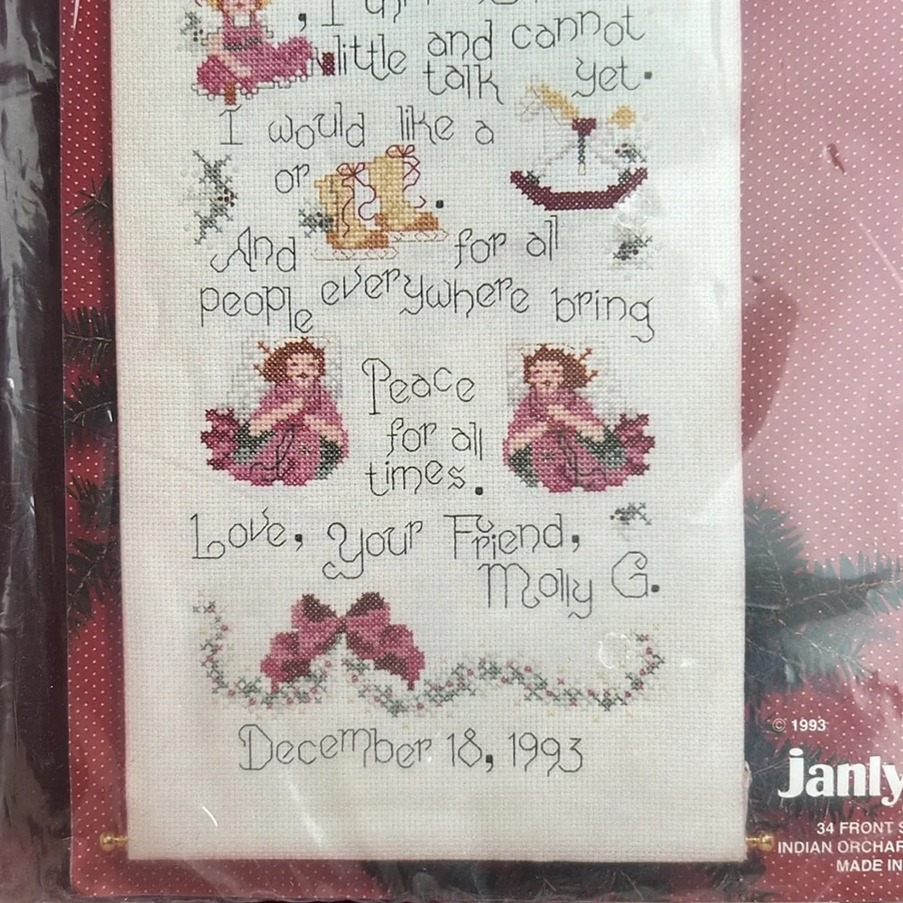 Vintage Janlynn Christmas Cross Stitch Kit Dear Santa Letter #77-628 NIP 1993